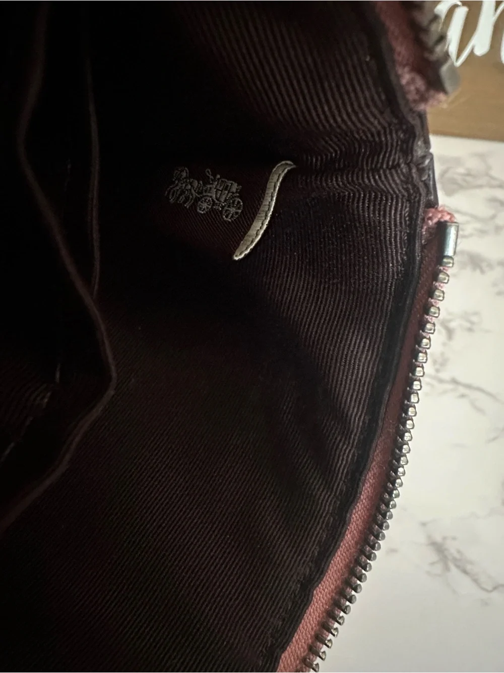 Coach  Zip Wristlet-Metallic Dark Blush